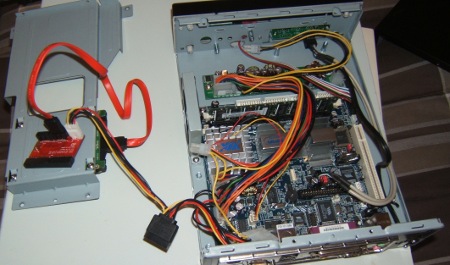 Exposed mainboard