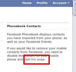 Turn off FB Phonebook Link