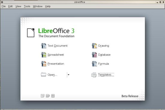 LibreOffice Main Screen