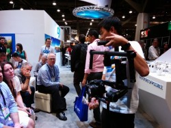 DJI Willis Chung demonstrating the camera stabilization system