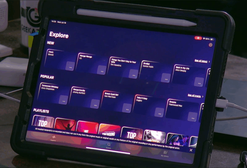 JamZone App on iPad