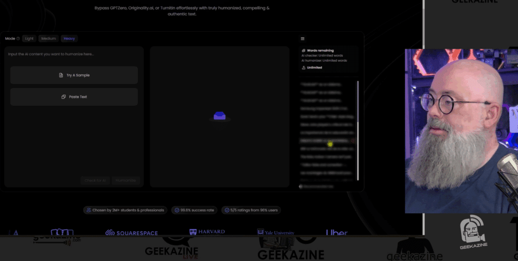 Humanize.io interface